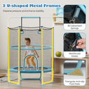 Kids Trampoline with Gymnastic Bar and Rings – Blue