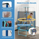 Kids Trampoline with Gymnastic Bar and Rings – Blue
