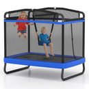 Kids Rectangular Trampoline with Swing and Bar – Blue