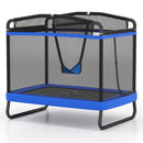 Kids Rectangular Trampoline with Swing and Bar – Blue