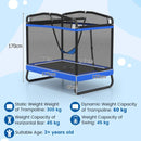 Kids Rectangular Trampoline with Swing and Bar – Blue