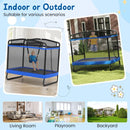Kids Rectangular Trampoline with Swing and Bar – Blue