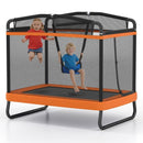 Kids Rectangular Trampoline with Swing and Bar – Orange