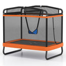 Kids Rectangular Trampoline with Swing and Bar – Orange