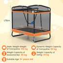 Kids Rectangular Trampoline with Swing and Bar – Orange