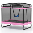 Kids Rectangular Trampoline with Swing and Bar – Pink