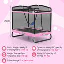 Kids Rectangular Trampoline with Swing and Bar – Pink