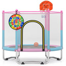 Kids Trampoline with Basketball Hoop and Sticky-Ball Game – Macaron