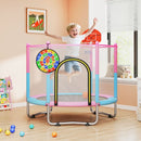 Kids Trampoline with Basketball Hoop and Sticky-Ball Game – Macaron