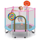 Kids Trampoline with Basketball Hoop and Sticky-Ball Game – Macaron