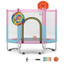 Kids Trampoline with Basketball Hoop and Sticky-Ball Game – Macaron