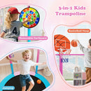 Kids Trampoline with Basketball Hoop and Sticky-Ball Game – Macaron