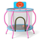 Kids Trampoline with Wide Basketball Backboard – Macaron