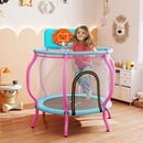 Kids Trampoline with Wide Basketball Backboard – Macaron