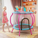 Kids Trampoline with Wide Basketball Backboard – Macaron