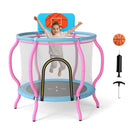 Kids Trampoline with Wide Basketball Backboard – Macaron