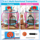 Kids Trampoline with Wide Basketball Backboard – Macaron