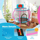 Kids Trampoline with Wide Basketball Backboard – Macaron