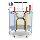 140cm Kids Trampoline with Hammock and Gym Bar – Blue