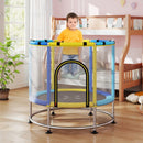 140cm Kids Trampoline with Hammock and Gym Bar – Blue
