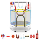 140cm Kids Trampoline with Hammock and Gym Bar – Blue