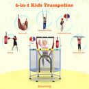 140cm Kids Trampoline with Hammock and Gym Bar – Blue