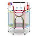 140cm Kids Trampoline with Hammock and Gym Bar – Pink