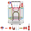 140cm Kids Trampoline with Hammock and Gym Bar – Pink