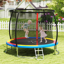 10ft Outdoor Trampoline with Enclosure and Ladder – Colourful