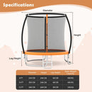 10ft Outdoor Trampoline with Enclosure and Ladder – Orange