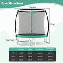 12ft Outdoor Trampoline with Enclosure and Ladder – Green