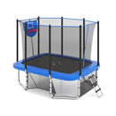 Rectangular Outdoor Trampoline with Soccer Goal – Blue