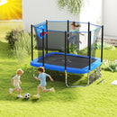 Rectangular Outdoor Trampoline with Soccer Goal – Blue
