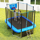 Rectangular Outdoor Trampoline with Soccer Goal – Blue