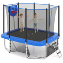 Rectangular Outdoor Trampoline with Soccer Goal – Blue