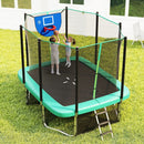 Rectangular Outdoor Trampoline with Soccer Goal – Green