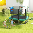 Rectangular Outdoor Trampoline with Soccer Goal – Green