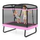 Kids Rectangular Trampoline with Swing – Pink – Pink