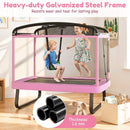 Kids Rectangular Trampoline with Swing – Pink – Pink