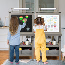 Kids Double-Sided Art Easel with Storage Bins – Grey