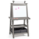 Kids Double-Sided Art Easel with Storage Bins – Grey