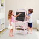 Kids Double-Sided Art Easel with Storage Bins – Pink
