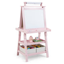 Kids Double-Sided Art Easel with Storage Bins – Pink