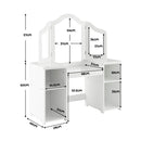 Kids 2-in-1 princess makeup table with tri-folding mirror and 4 storage shelves, designed for safety and ample.