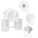 Kids 2-in-1 princess makeup table with tri-folding mirror and 4 storage shelves, designed for safety and convenience.
