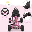 Kids Pedal Go Kart with Adjustable Seat and Handbrake – Pink