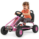 Kids Pedal Go Kart with Adjustable Seat and Handbrake – Pink
