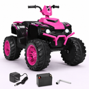 Baby Direct 12V Electric Kids Quad ATV Ride on Car with Music and Bright LED Lights in Pink