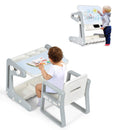 Kids Table & Chair, 2 in 1 Toddler Art Easel - Gray