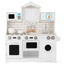 Play Kitchen with Washing Machine, Microwave and Clock – White